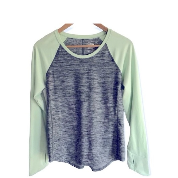 The North Face Tops - The North Face Green & Gray Long Sleeve Tee Sz M